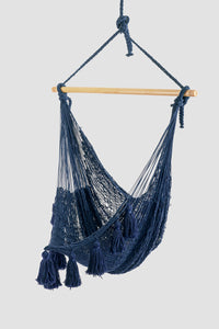Blue Cotton Mexican Hammock swing from Mexico, "Blue Swing Chair"