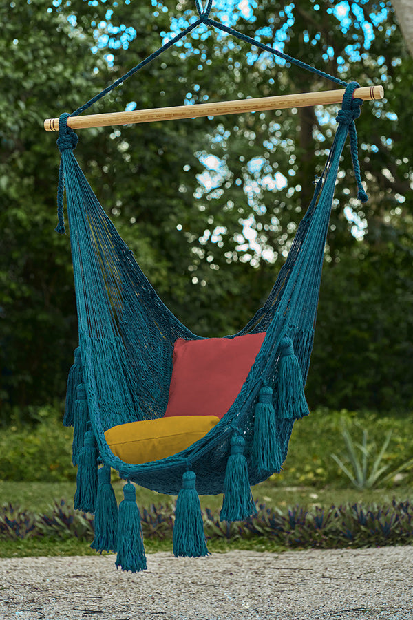 Teal Cotton Mexican Hammock swing from Mexico,