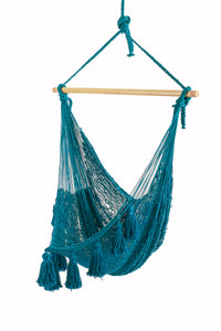 Teal Cotton Mexican Hammock swing from Mexico, "Teal Swing Chair"