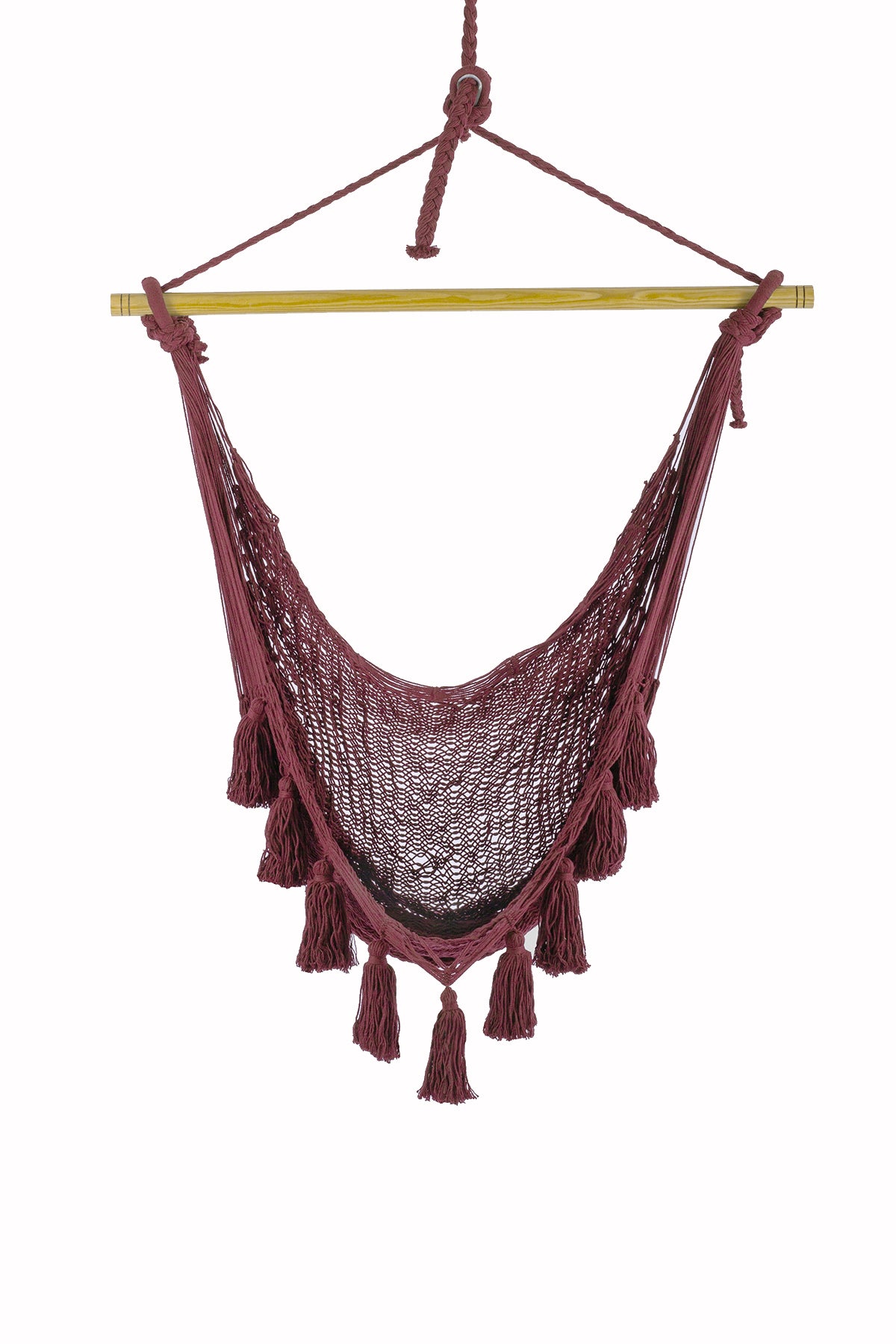 Marron Cotton Mexican Hammock swing from Mexico, "Marron Swing Chair"