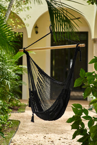 Authentic Mexican Hammock swing chair in rich Black Cotton