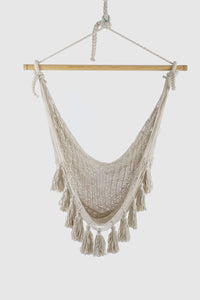 Ivory Tasseled Cotton Rope Mexican Hammock Swing from Mexico