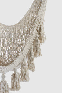 Ivory Tasseled Cotton Rope Mexican Hammock Swing from Mexico