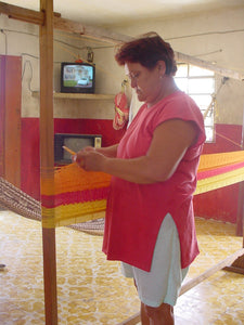Authentic Mexican Outdoor Undercover Cotton Hammock in Rainbow