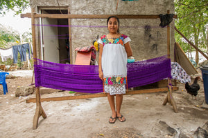 Authentic Mexican Outdoor Undercover Cotton Hammock in Rainbow