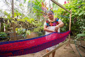 Authentic Mexican Outdoor Undercover Cotton Hammock in Rainbow
