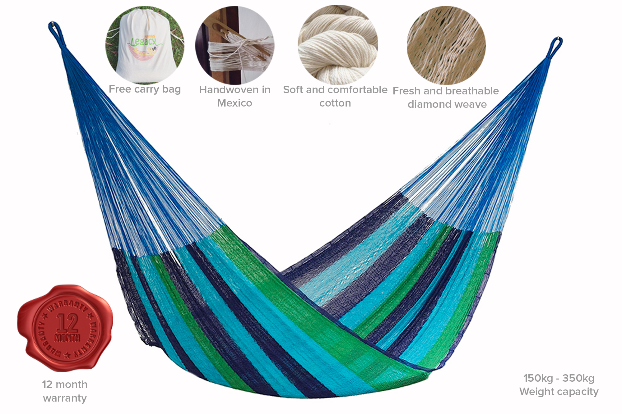 Authentic Mexican Cotton Hammock in Oceanica