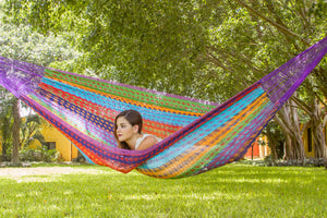 305 centimeters Universal Steel Hammock Stand paired with Outdoor undercover cotton genuine Mexican hammock.