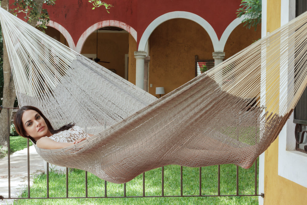 Authentic Mexican Outdoor Undercover Cotton Hammock in Dream Sands
