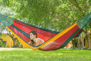Authentic Mexican Outdoor Undercover Cotton Hammock in Imperial