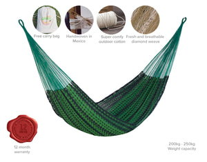 Authentic Mexican Outdoor Undercover Cotton Hammock in Jardin