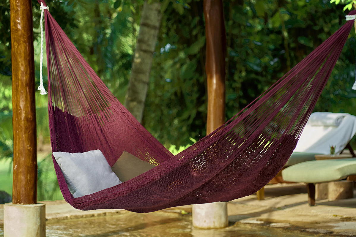 Authentic Mexican Outdoor Undercover Cotton Hammock in Rich Marron