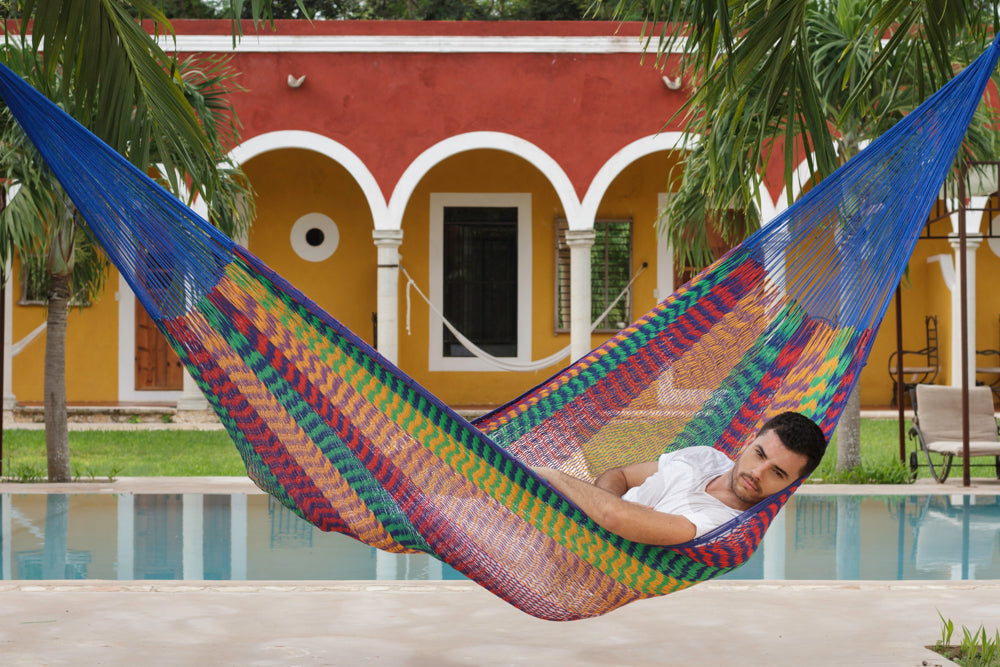 Authentic Mexican Outdoor Undercover Cotton Hammock in Mexicana