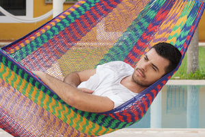 Outdoor undercover cotton Mexican hammock in 15 available catalog colours