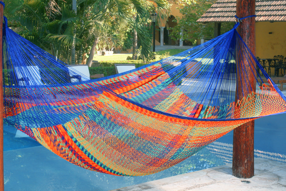 Authentic Mexican Outdoor Undercover Cotton Hammock in Mexicana