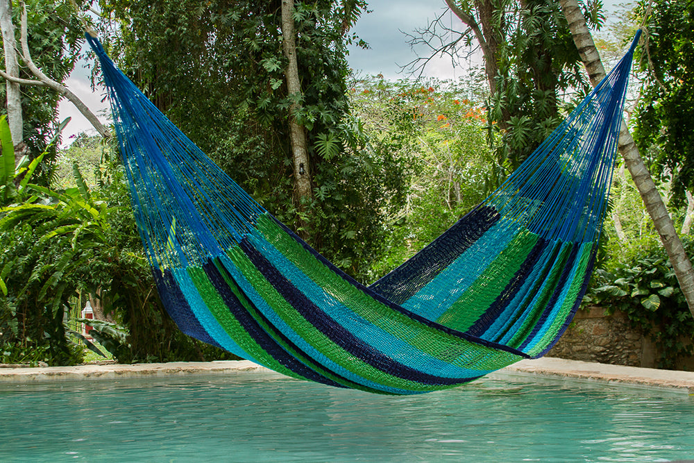 Authentic Mexican Outdoor Undercover Cotton Hammock in Oceanica