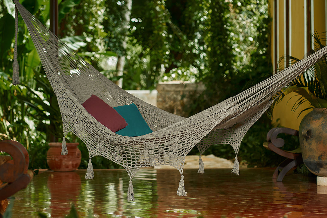 Authentic Mexican Deluxe Outdoor Undercover Cotton Hammock in Dream Sands