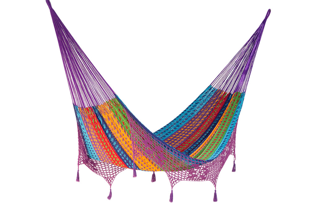 Authentic Mexican Deluxe Outdoor Undercover Cotton Hammock in Colorina