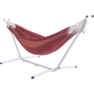 305 cm Adjustable Universal Steel Hammock Stand  paired with Double Cotton Colombian Style Hammock in Red Rock