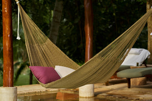 Outdoor undercover cotton Mexican hammock in 15 available catalog colours