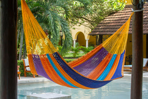 Outdoor undercover cotton Mexican hammock in 15 available catalog colours