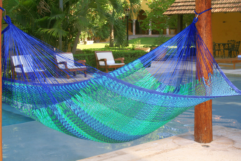 Outdoor undercover cotton Mexican hammock in 15 available catalog colours
