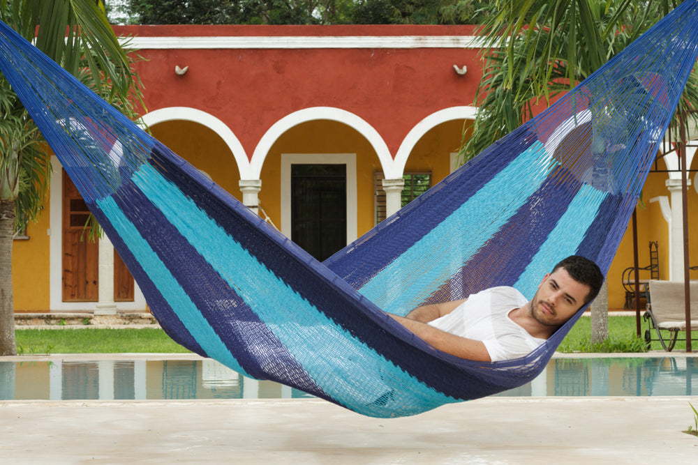 Outdoor undercover cotton Mexican hammock in 15 available catalog colours