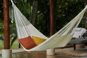 Outdoor undercover cotton Mexican hammock in 15 available catalog colours