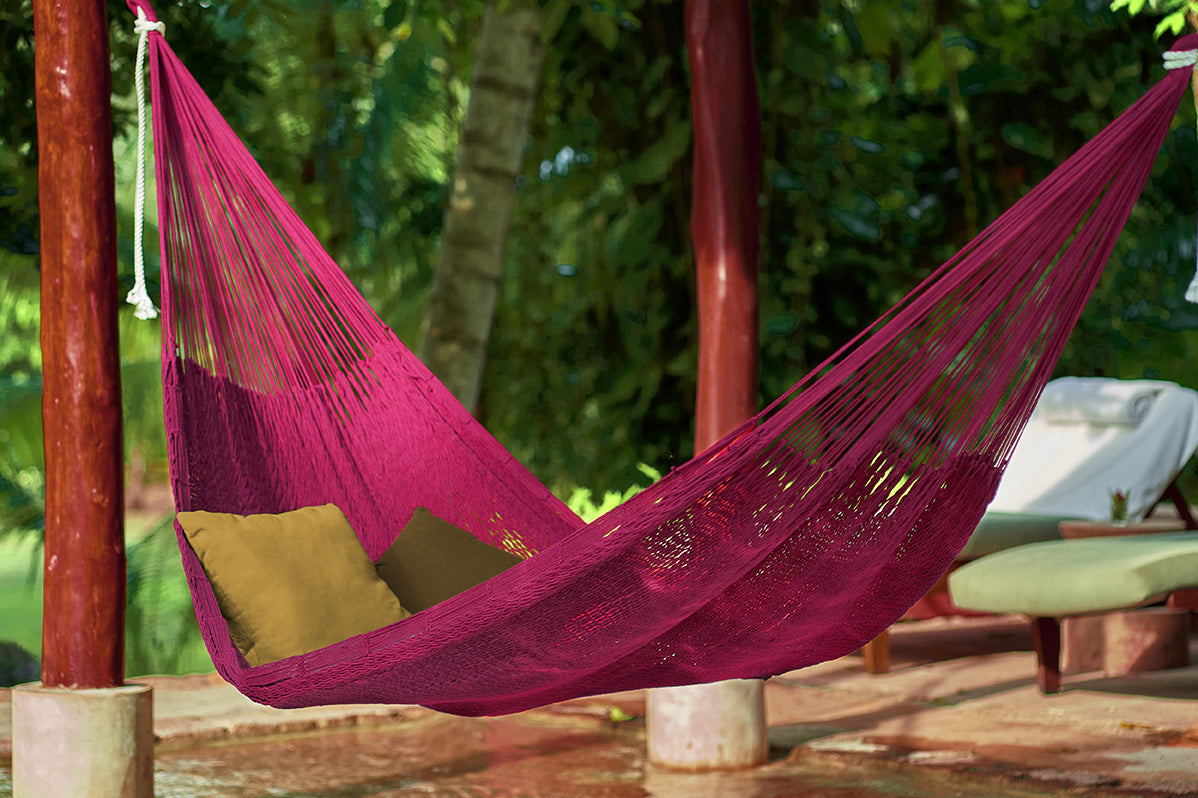 Outdoor undercover cotton Mexican hammock in 15 available catalog colours