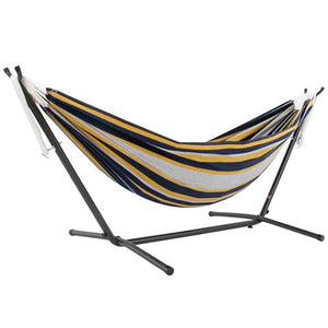 250 cm Adjustable Universal Steel Hammock Stand  paired with Double Cotton Brazilian Hammock in 11 available colours