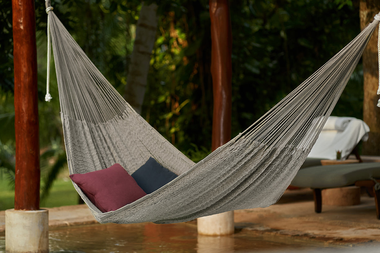 Outdoor undercover cotton Mexican hammock in 15 available catalog colours